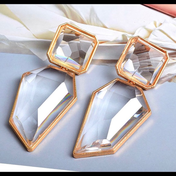 Lovely Clear Gemstone Statement Earrings - Picture 3 of 9